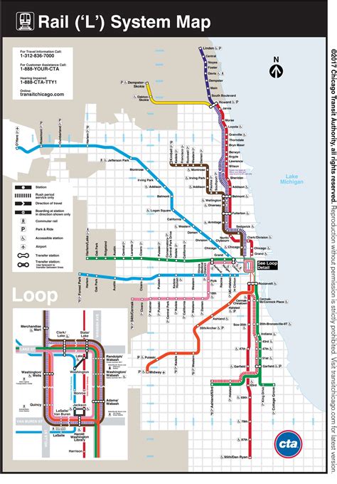 Map of Chicago L Trains
